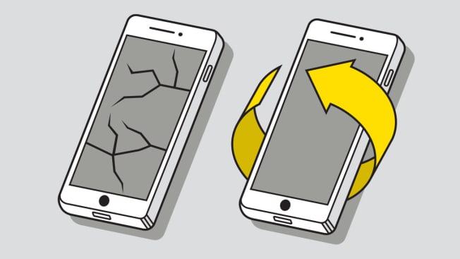 Illustration of a cracked and then refurbished phone